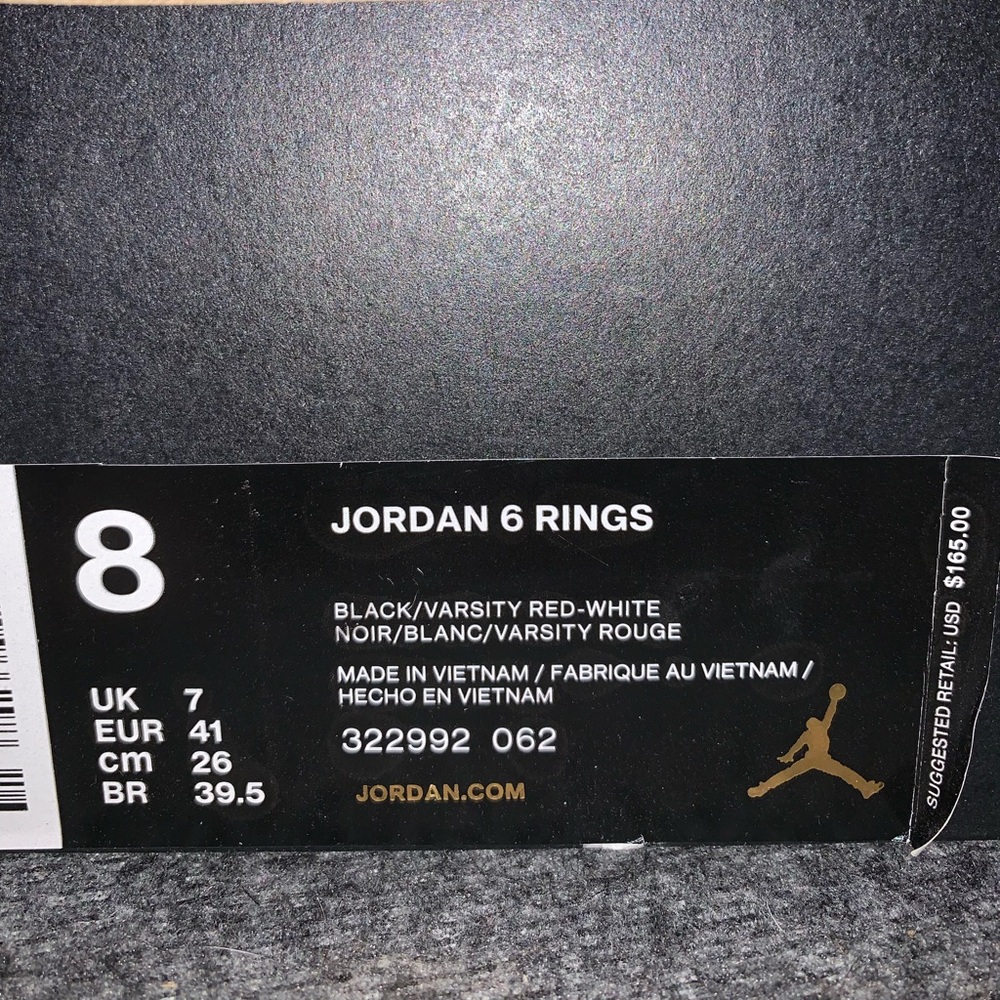 Jordan 6 Rings BRED EUC in box